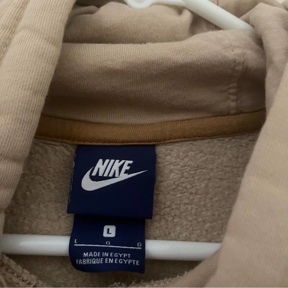 Rare NIKE Blue Tag Fleece Raised AIR Logo Pullover Hoodie Mens Large Beige Cream - Picture 3 of 6